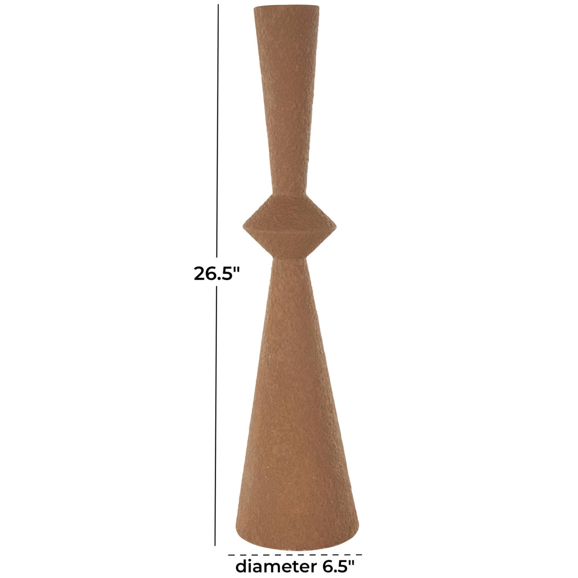 26.5" Brown Art Deco Fluted Metal Vase